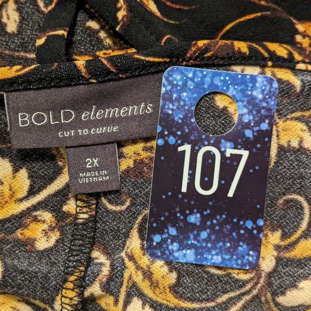 5/$25 BOLD Elements Black and Gold Blouse - Picture 5 of 5